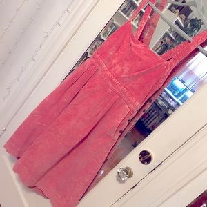 GAP pink stonewashed denim button-side cross-back apron dress